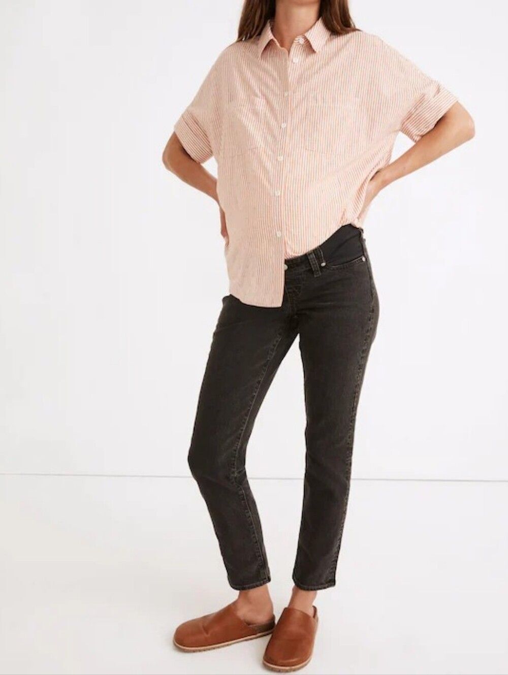 Maternity Side-Panel Perfect Vintage Jeans in Lunar Wash Size 28